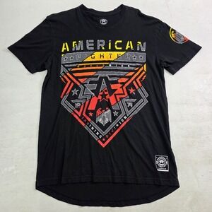 American Fighter Mens Sz L Black Training T-Shirt UFC MMA‎ Gym Workout EUC